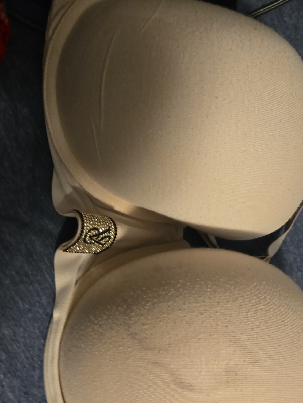 Victoria's Secret Nude/Beige Padded Bra with Rhinestone Accent